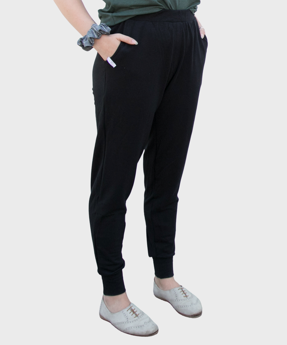 Women's organic cotton joggers sweatpants - black